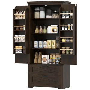 Farmhouse Kitchen Pantry Storage Cabinet, 64" Freestanding Kitchen Pantry Cabinet with Drawers – view 8