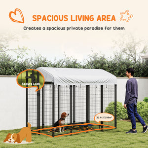 Outdoor Dog Kennel with Waterproof UV-Resistant Cover, 8 x 4 x 6 ft