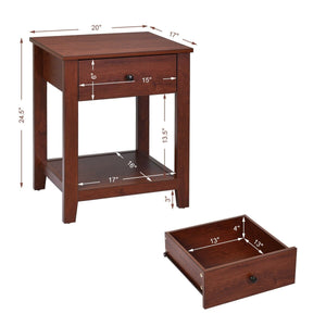 Night Stand End Side Table with Drawer and Storage Shelf view 4