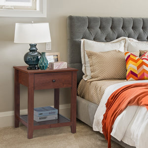 Night Stand End Side Table with Drawer and Storage Shelf view 8