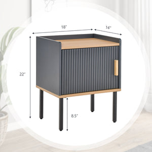 Nightstand Bedside End Table with Door Cabinet for Living Room Bedroom-Gray view 5