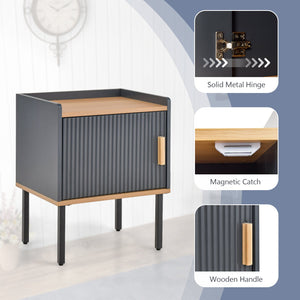 Nightstand Bedside End Table with Door Cabinet for Living Room Bedroom-Gray view 8