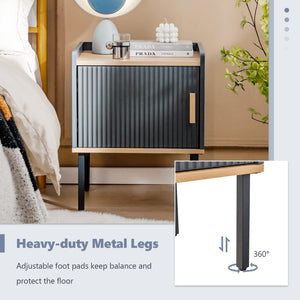 Nightstand Bedside End Table with Door Cabinet for Living Room Bedroom-Gray view 9