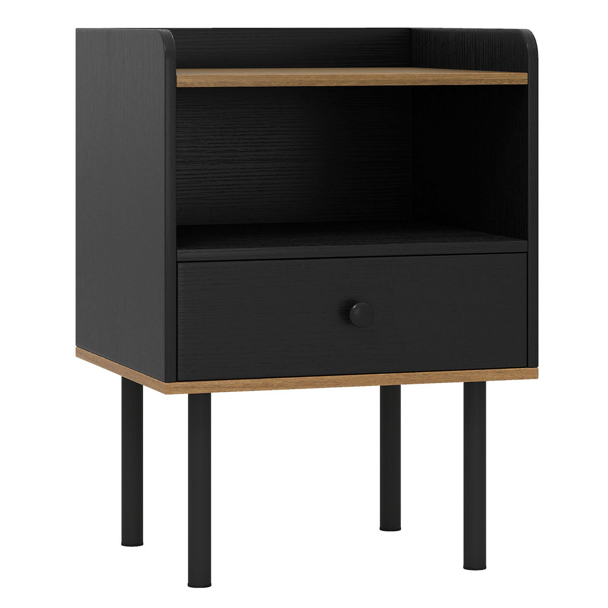 Nightstand Bedside End Table with Drawer and Open Shelf for Living Room Bedroom-1 Piece view 4