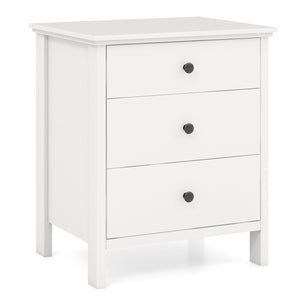 3-Drawer Wooden Nightstand Modern Bedside Table-White view 4