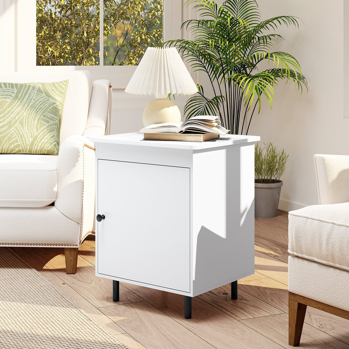Nightstand Mid Century End Tables with Door-1 Pieces view 3