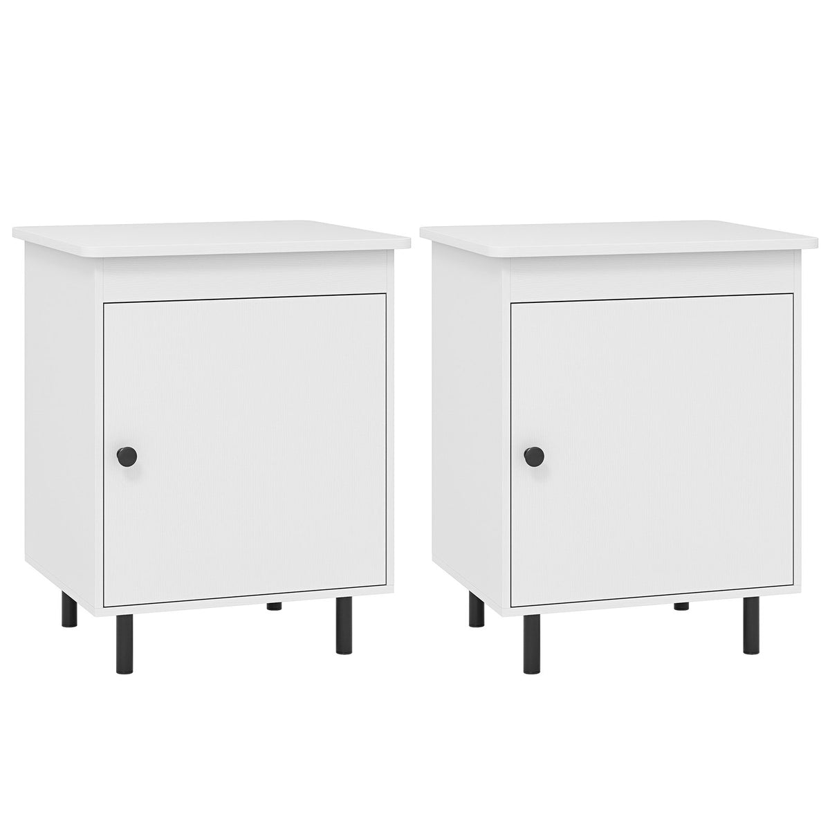 Nightstand Mid Century End Tables with Door-Set of 2