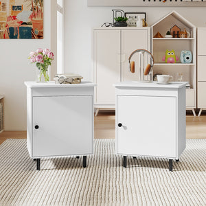 Nightstand Mid Century End Tables with Door-Set of 2 view 2