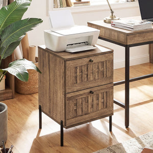 Nightstand Mid Century Modern End Table with Storage Drawers-Rustic Brown view 7
