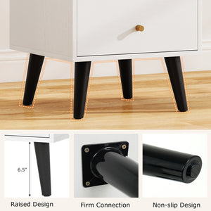 Nightstand Set of 2 Mid Century Modern Bedside Table with Golden Knobs and Raised Support Legs view 8