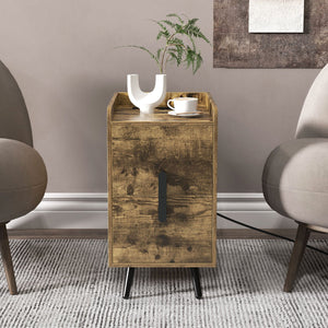 Nightstand Side Tables with 2 Drawers and 2 USB Ports-Rustic Brown view 3