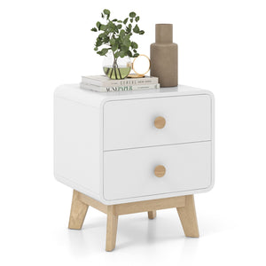 Nightstand with 2 Drawers Solid Rubber Wood Legs-White view 4