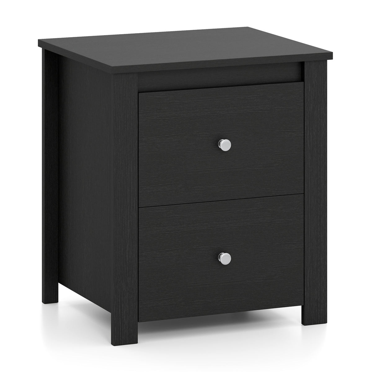 Nightstand with 2 Drawers & Storage for Bedroom Living Room Small Spaces-Black view 4