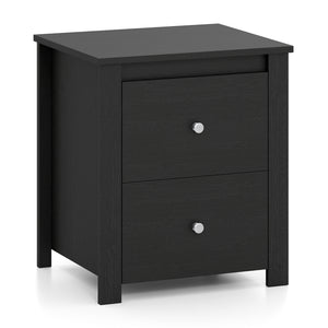 Nightstand with 2 Drawers & Storage for Bedroom Living Room Small Spaces-Black view 4