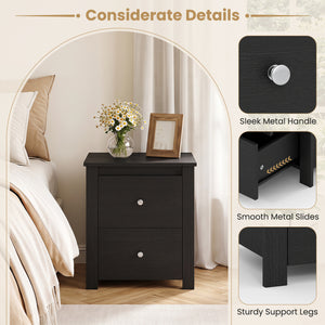 Nightstand with 2 Drawers & Storage for Bedroom Living Room Small Spaces-Black view 6