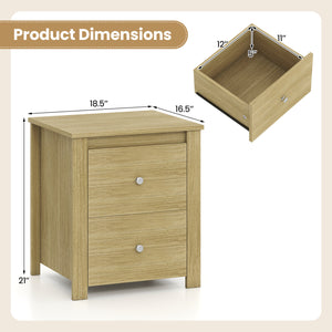 Nightstand with 2 Drawers & Storage for Bedroom Living Room Small Spaces-Natural view 5