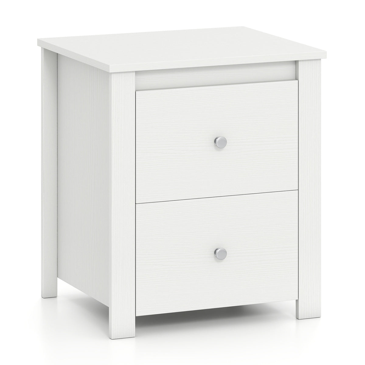Nightstand with 2 Drawers & Storage for Bedroom Living Room Small Spaces-White view 4
