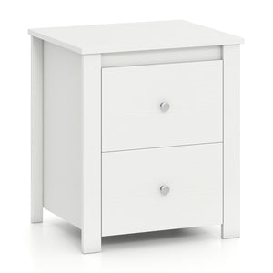 Nightstand with 2 Drawers & Storage for Bedroom Living Room Small Spaces-White view 4