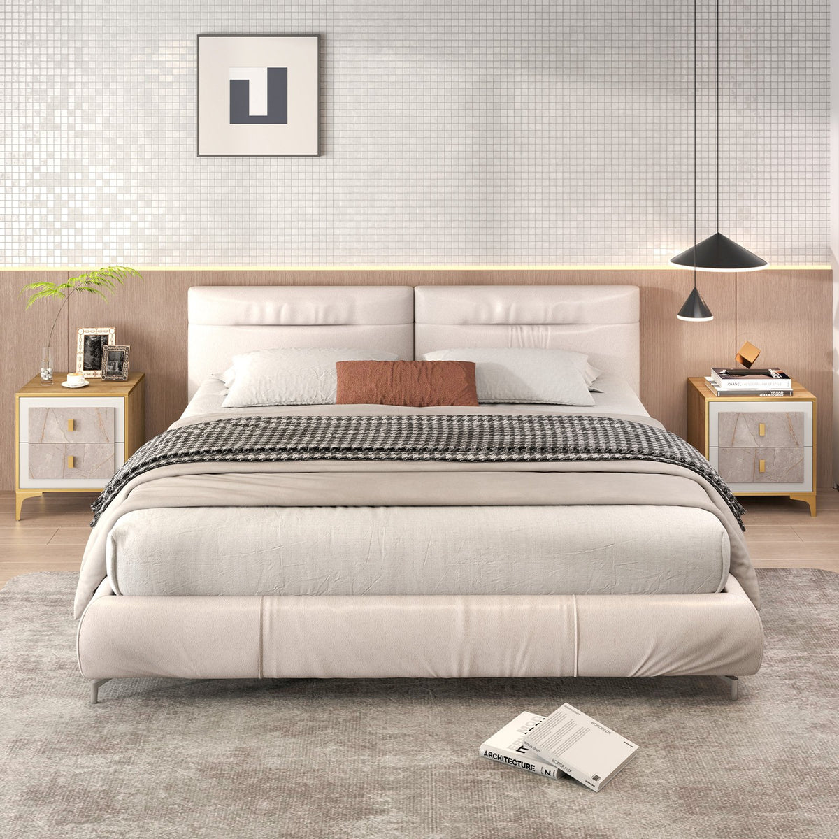 Nightstand with 2 Pull-out Drawers for Living Room Bedroom view 6