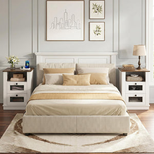 Nightstand with Charging Station and 2 Drawers Storage Compartment for Bedroom-Rustic Brown view 6
