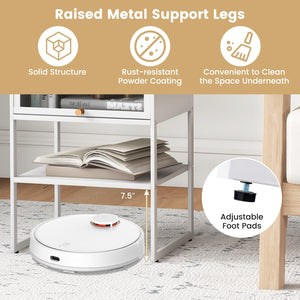 Nightstand with Flip up Door Storage Shelf-White view 8