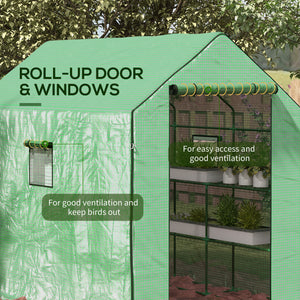 Walk-in Greenhouse with 3 Tier, Garden Plant Growhouse with Roll-up Door and Mesh Windows – view 5