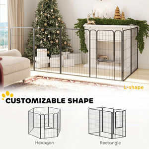 6 Panels Heavy Duty Dog Playpen Outdoor Indoor with Door & Strap, 24" Height Portable & Foldable Pet Playpen