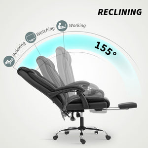 Executive Office Chair, Pet-Friendly Leather Ergonomic Desk Chair with Footrest, Swivel Recliner, Beige – view 10
