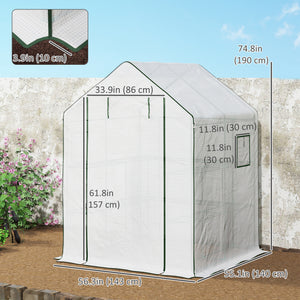 Portable Greenhouse, Walk-In Small Outdoor Green House with 2 Tier U-Shaped Flower Rack Shelves – view 9