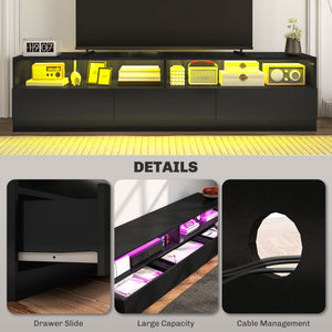 LED Lighted TV Stand for TVs up to 75", Modern TV Cabinet with Storage Drawers for Living Room – view 13