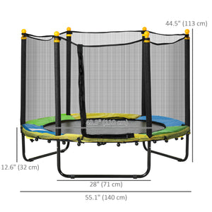 Qaba 4.6FT Trampoline for Kids with Enclosure Net for Ages 3-6, Indoor Outdoor Use