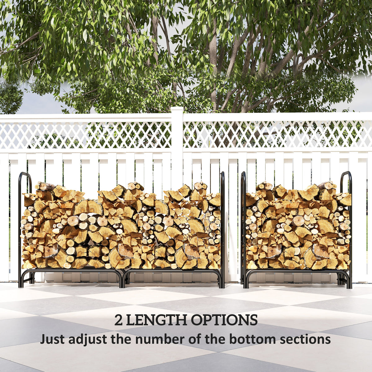 6ft Outdoor Firewood Rack with Cover, Adjustable Wood Storage Holder – view 6