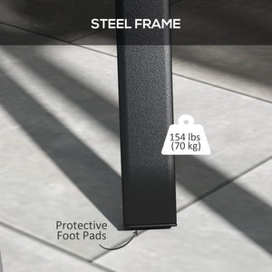 Rectangle Patio Dining Table for 4 People with Steel Legs, Metal Tabletop for Garden, Backyard, Lawn, Balcony, Black
