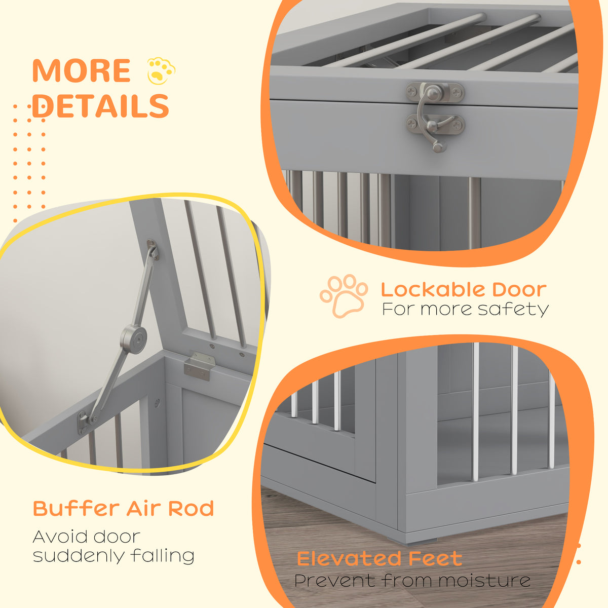 31.5" Dog Crate Furniture with Double Doors, for Medium Dogs, Grey – view 5