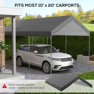10 x 20ft Carport Replacement Canopy, UV Resistant Garage Car Cover with Ball Bungee Cords, Dark Grey – view 3