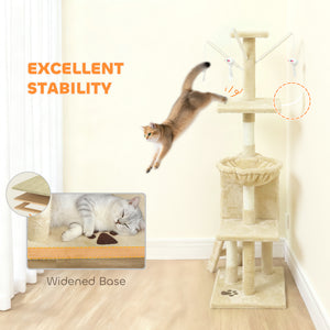 53" Cat Tree Tower, Kitten Activity Centre with Scratching Posts, Condo, Perches, Ladder, Hammock – view 12