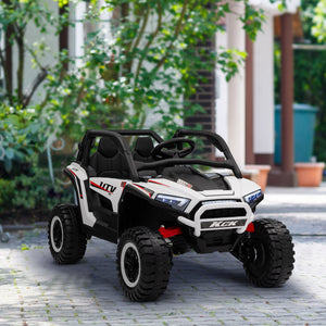 Qaba 2 Seater 24V 7AH Ride on Truck, Electric Car for Kids w/ Spring Suspension, Remote Lights, Horn, Music