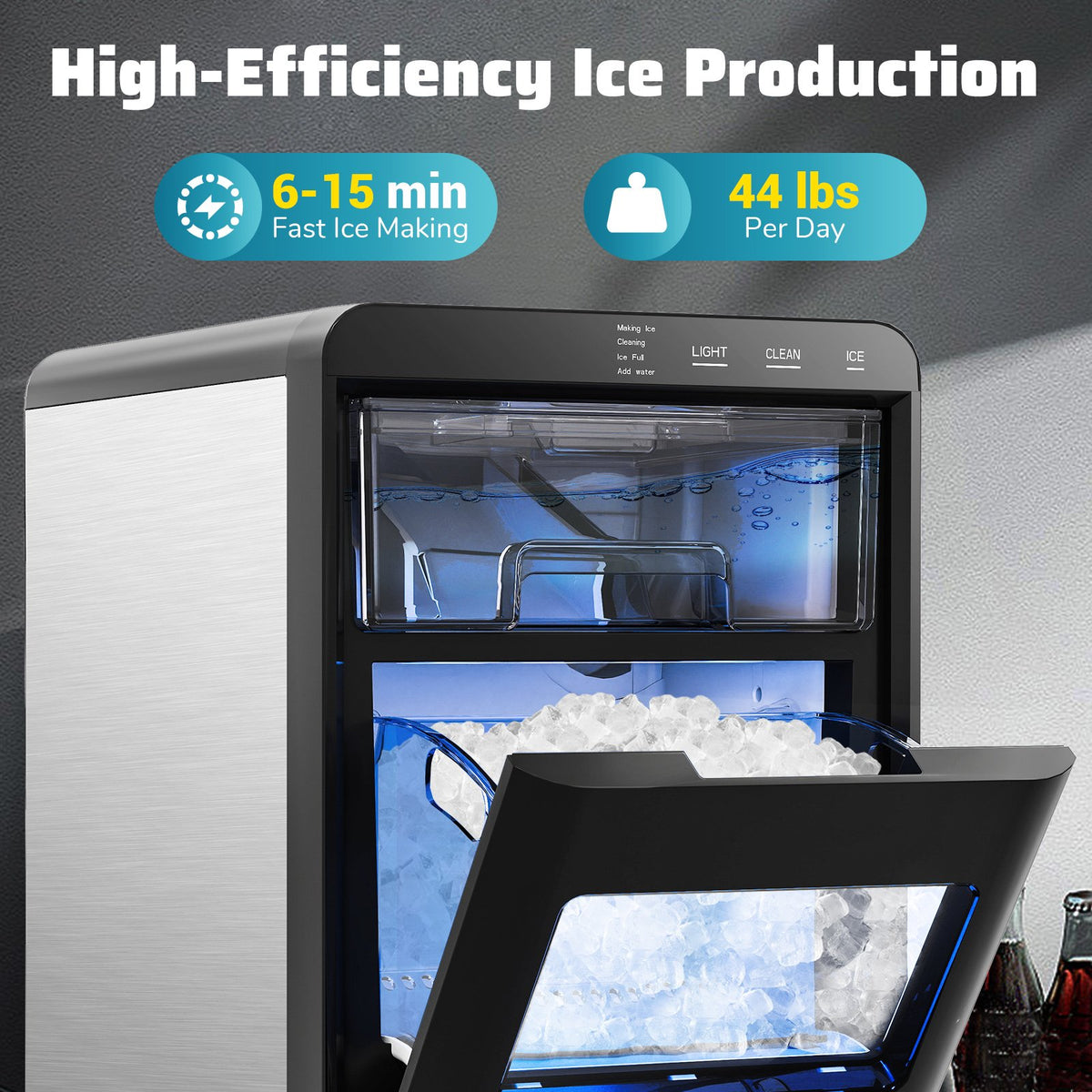 Nugget Ice Maker Countertop with Soft Chewable Pellet-Black view 5