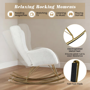 Nursery Rocking Chair with Curved Backrest and Armrests-White view 7
