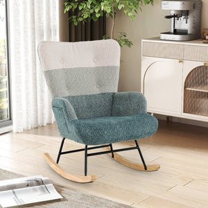 Nursery Rocking Chair with Ergonomic Armrests and High Backrest view 2