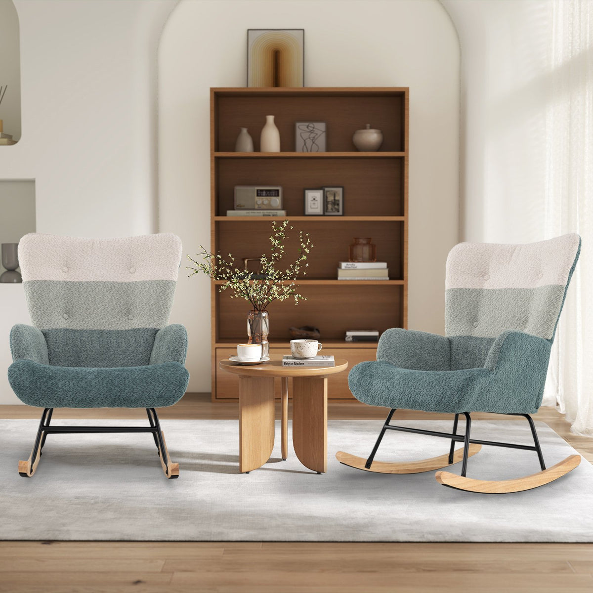 Nursery Rocking Chair with Ergonomic Armrests and High Backrest view 5