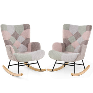 Nursery Rocking Chair with Ergonomic Armrests and High Backrest for Living Room view 4