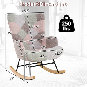 Nursery Rocking Chair with Ergonomic Armrests and High Backrest for Living Room view 5