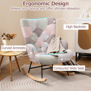 Nursery Rocking Chair with Ergonomic Armrests and High Backrest for Living Room view 9