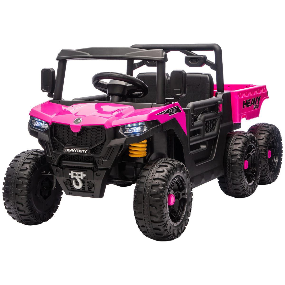 Qaba 24V 4WD Kids Ride On Truck with 6 Wheels Electric Ride On Car with Remote, Dump Bed for 3-8 Years