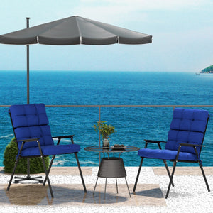 2-Piece Back Seat Cushion Replacement, Outdoor Patio Chair Cushions Set with Ties, Button Tufted, Navy Blue