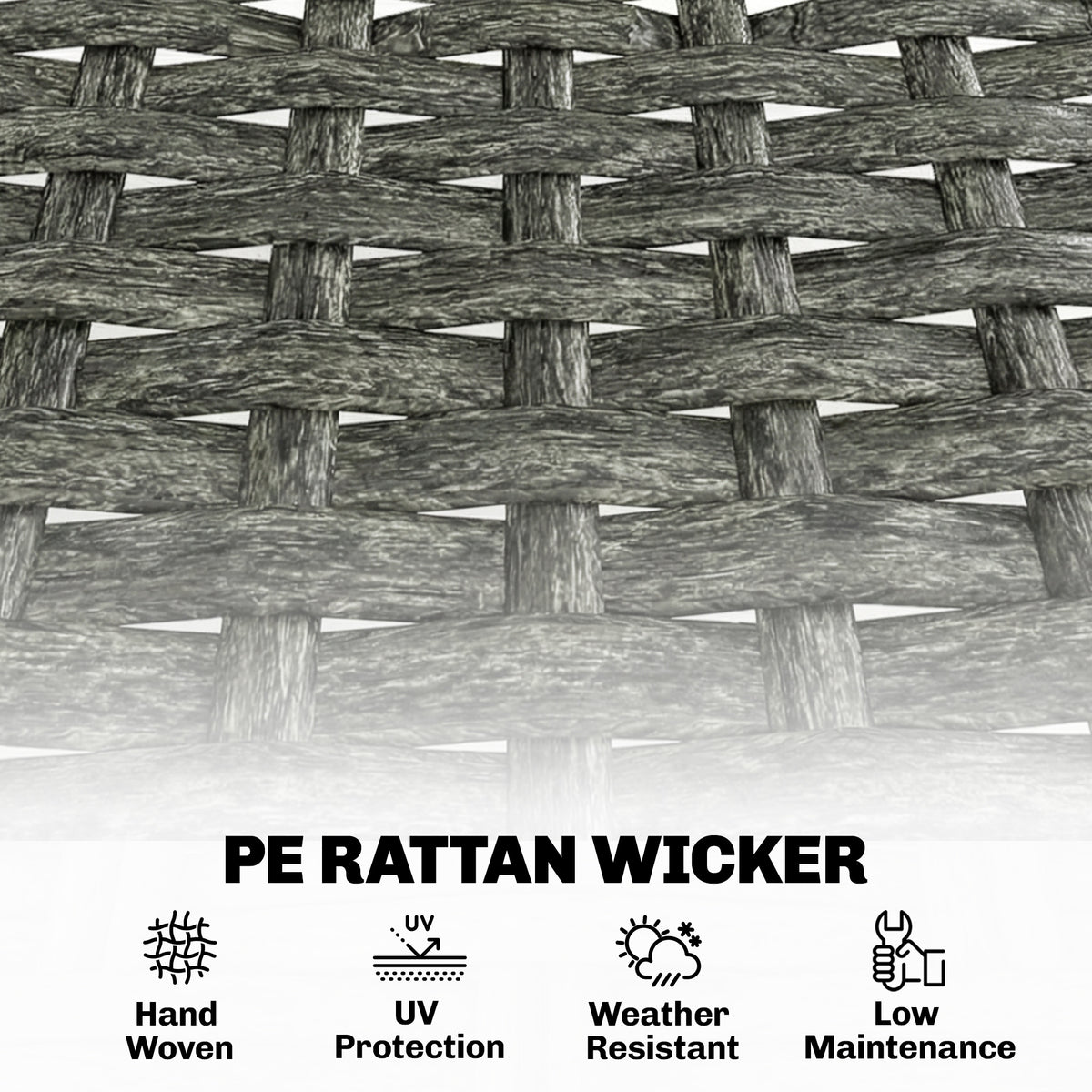 3 Piece Wicker Patio Furniture Set, Outdoor Bistro Set with Steel Table, Rattan Outdoor Conversation Furniture, Grey