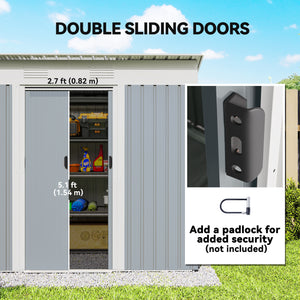6' x 4' Outdoor Storage Shed, Metal Garden Tool Storage House Organizer with Lockable Sliding Doors and – view 46