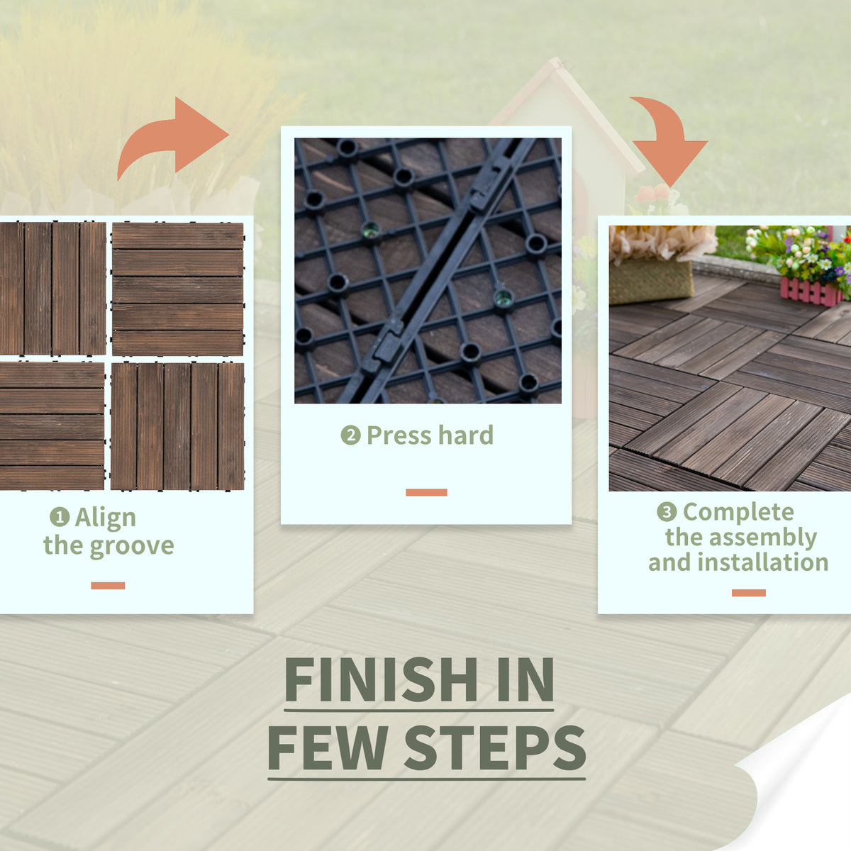 27 Pcs Wood Interlocking Deck Tiles, 12 x 12in Outdoor Flooring Tiles for Indoor and Outdoor Use – view 5