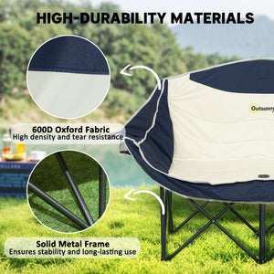 Portable Camp Chair, Double Camping Chair with Cup Holders and Carry Bag, Support 551 lbs, Dark Green – view 18
